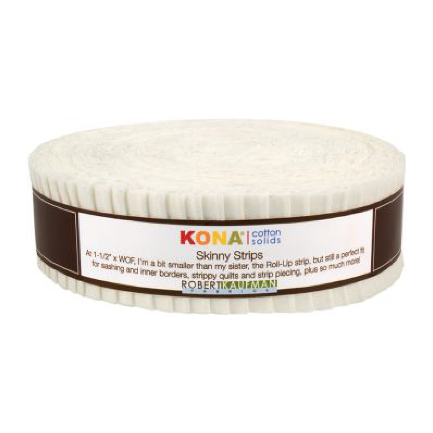 1½in. Skinny Strips KONA Solids Snow 40pc (3987127697453)