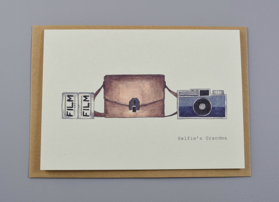 Boots Paper Notecard with hand illustrated cameras made of recycled paper (10396904457)