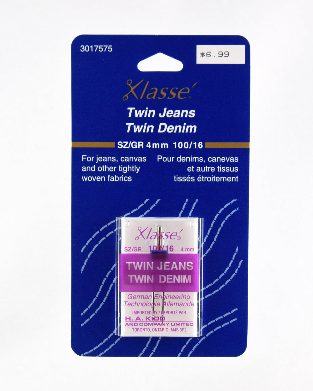 Package of 1 Twin Jean Needle 100/16 4mm (10399894153)