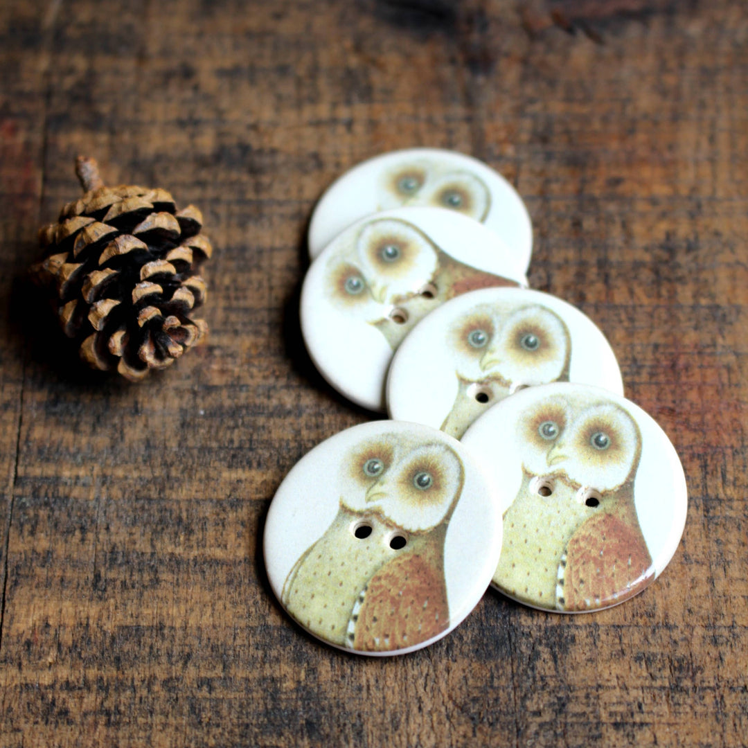 Owl Handmade Ceramic Button 1pc