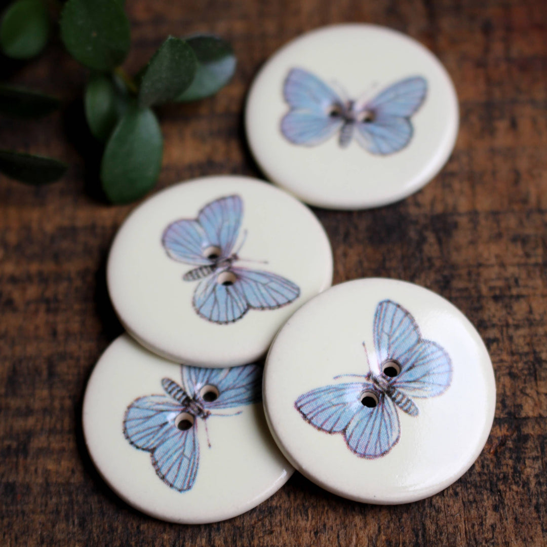 Butterfly Handmade Ceramic Button 1pc