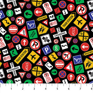 All Around Town Traffic Signs Black